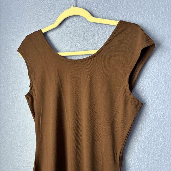 NWT ZAFUL Women's Open Back Solid Color Skinny Slim Unitard Romper Deep Coffee M - Picture 3 of 8